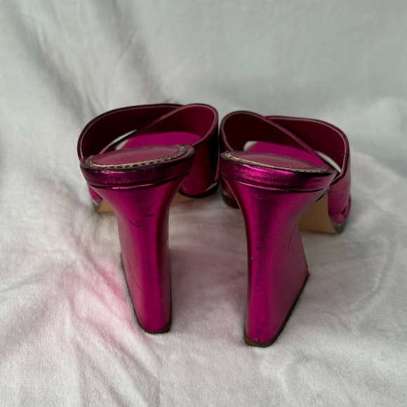 Sun Gurg Women's High Chunky Heel Sandals Open Pointed Toe Sz 6.5 - Picture 3 of 7